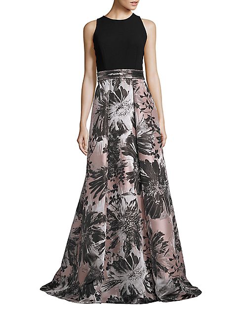 Carmen Marc Valvo - Embellished Jacquard A-Line Gown