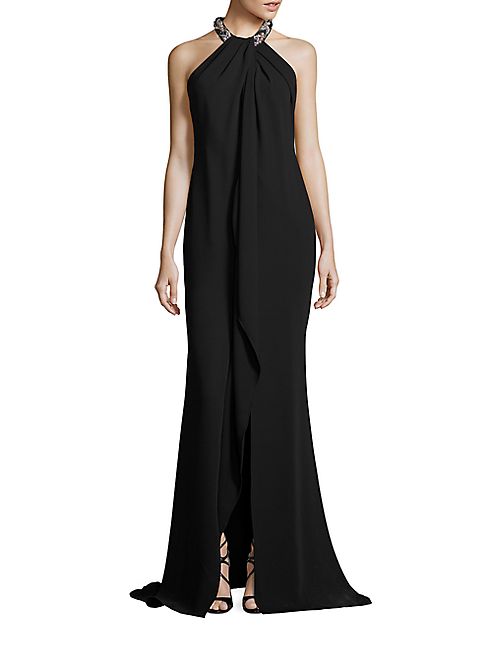 Carmen Marc Valvo - Embellished Halter Gown