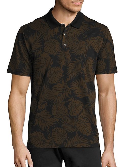 Vince - Leaf Printed Cotton Polo