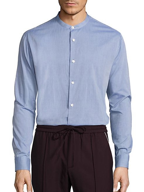 Vince - Banded Collar Cotton Shirt