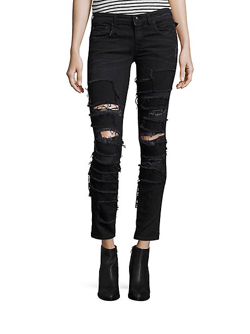 R13 - Alison Distressed Patched Skinny Jeans