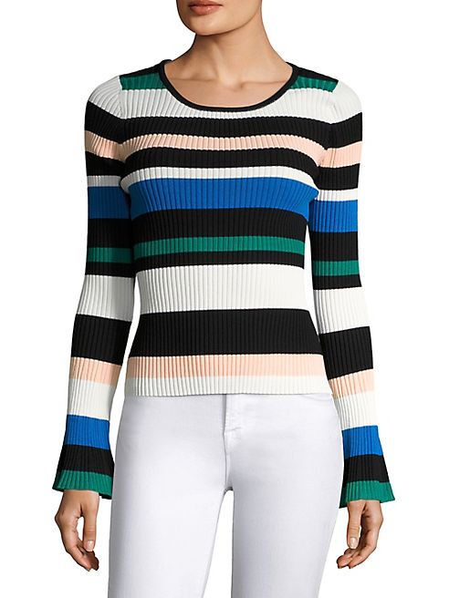 Scripted - Striped Bell Sleeve Sweater