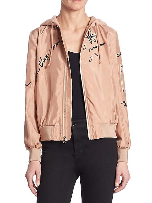 Cinq à Sept - Effie Embroidered Hooded Bomber Jacket