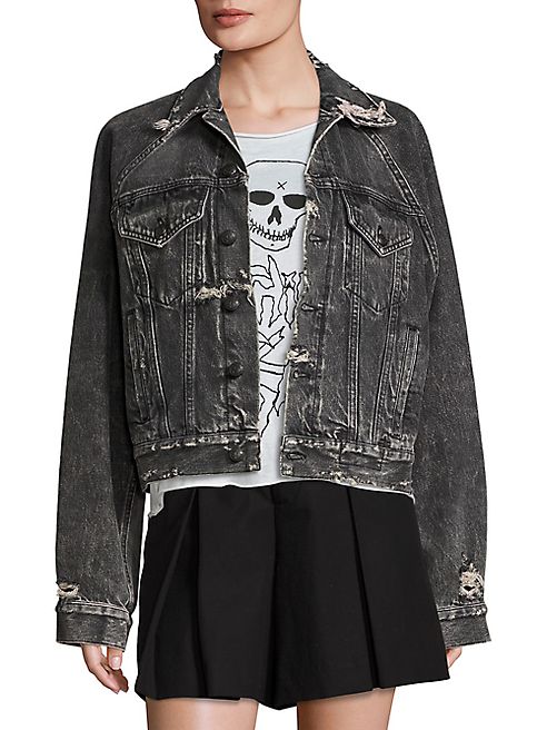 R13 - Oversized Distressed Denim Trucker Jacket