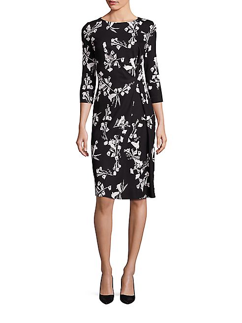 Escada - Three-Quarter Sleeve Floral Dress