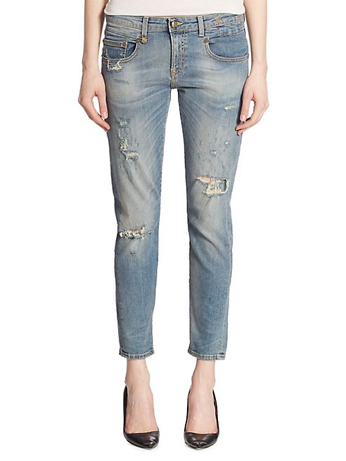 R13 - Boy Skinny Distressed Cropped Jeans