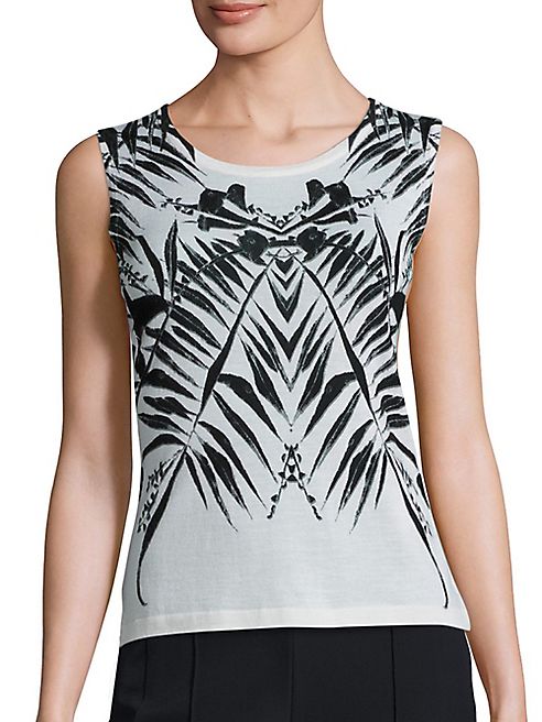 Escada - Printed Wool-Blend Top