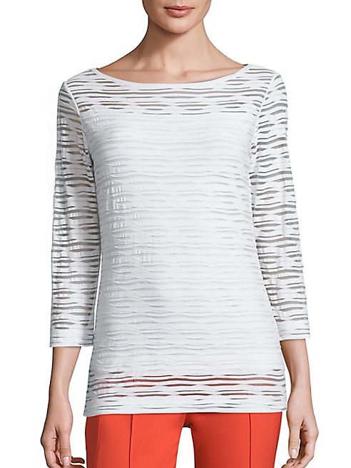 Escada - Three-Quarter Sleeve Wave Top