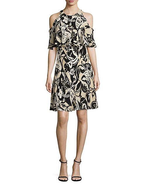 Polo Ralph Lauren - Cold-Shoulder Silk Floral-Print Dress