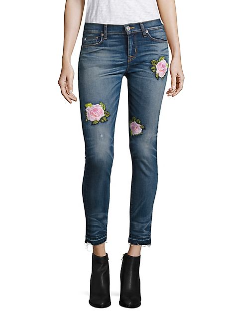 Hudson - Nico Embroidered Super Skinny Ankle Jeans