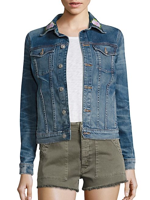 Hudson - Classic Floral Embroidered Denim Jacket