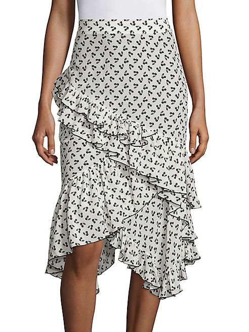 Altuzarra - Tucson Cherry-Print Ruffle Silk Skirt