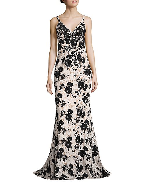 Jovani - Embellished Floral Gown