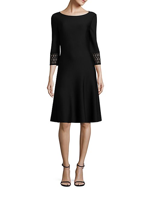 St. John - Wool-Blend Patterned Cuff Dress