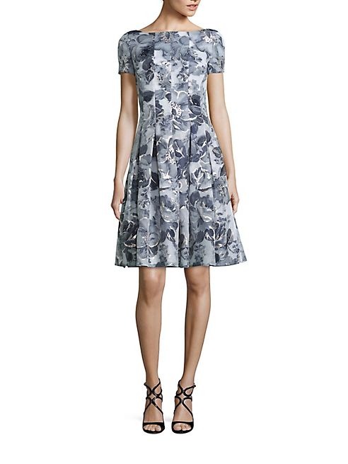 St. John - Metallic Floral Dress