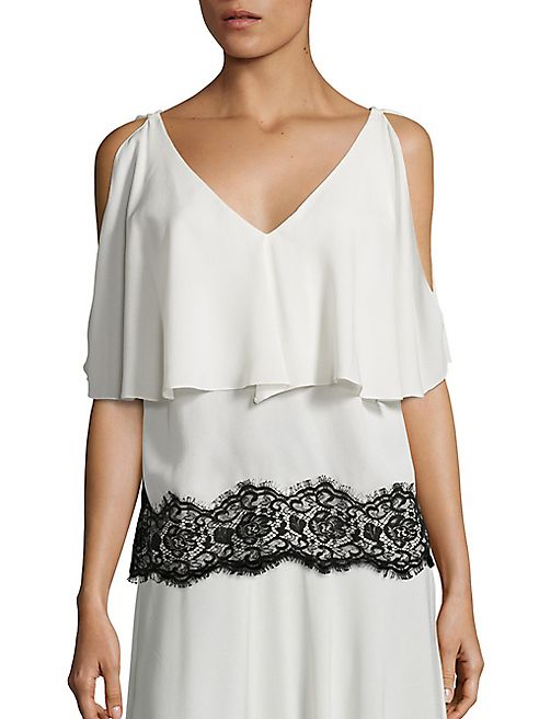 Derek Lam - Silk Lace Cold Shoulder Top