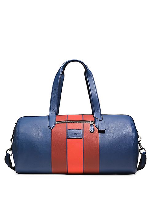 COACH - Varsity Striped Leather Duffle Bag