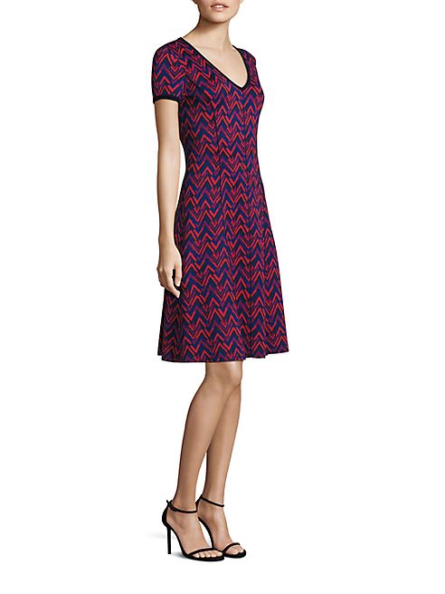 St. John - Zig Zag Wool-Blend Dress