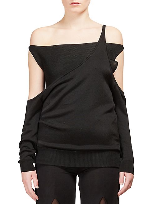 Balmain - Asymmetrical Cold-Shoulder Top