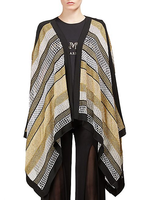 Balmain - Striped Metallic Poncho