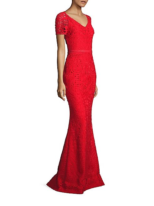 St. John - Embroidered Lace Gown