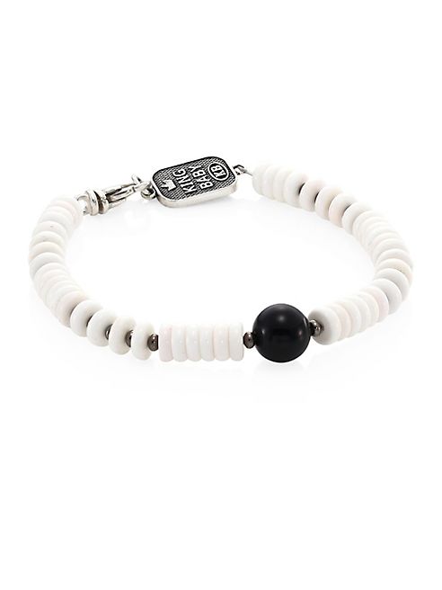 King Baby Studio - Sterling Silver, Black Onyx & White Shell Beaded Bracelet