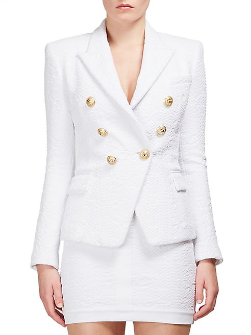 Balmain - Python-Embossed Double-Breasted Blazer