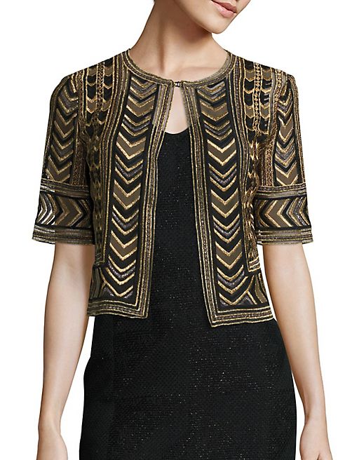 St. John - Metallic Cropped Cardigan