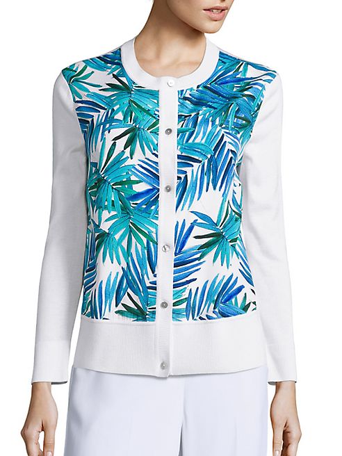 St. John - Palm Leaf Printed Cardigan