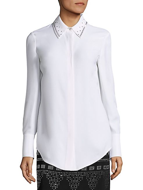 St. John - Embellished Button Front Shirt