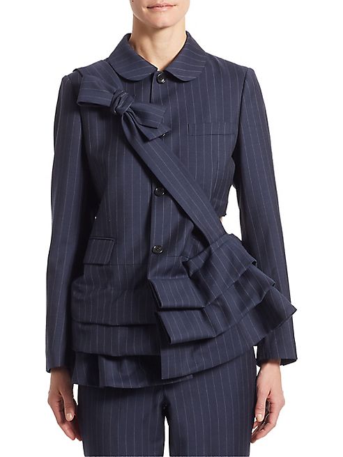 Comme des Garcons - Pinstriped Bow Suspender Jacket