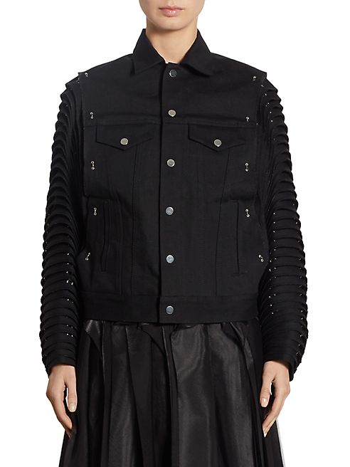 noir kei ninomiya - Accordion Sleeve Denim Moto Jacket