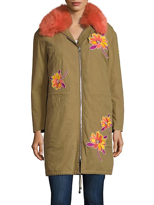 Army by Yves Salomon - Fur-Lined Patch Cotton Coat