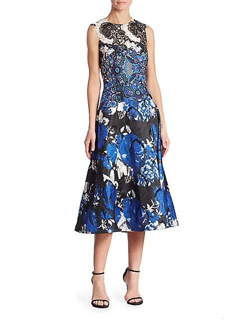 Teri Jon by Rickie Freeman - Embroidered Lace Floral Dress