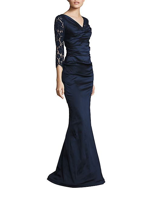 Teri Jon by Rickie Freeman - Ruched Lace Gown