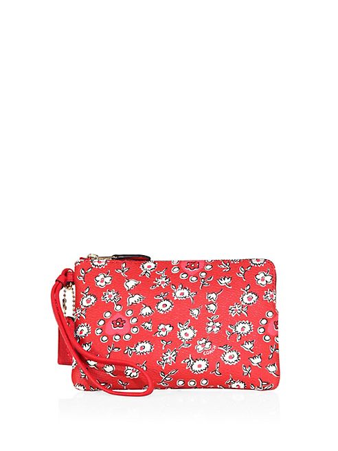 COACH - Heart-Print Small Coated Canvas Wristlet