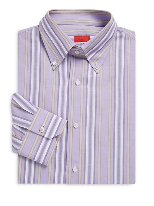 ISAIA - Regular-Fit Striped Cotton Dress Shirt