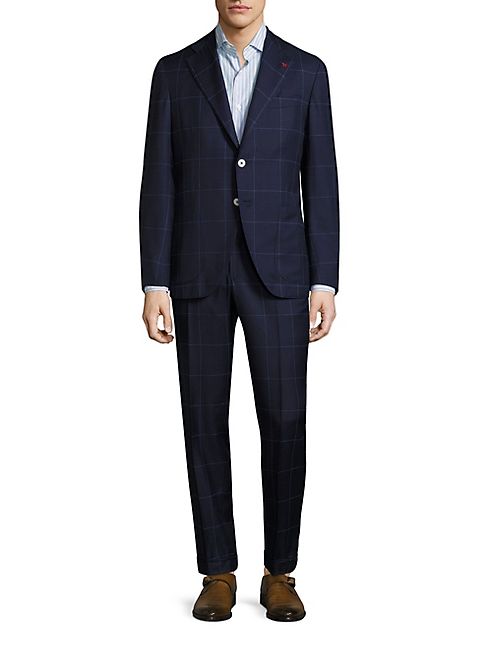 ISAIA - Windowpane Wool Suit