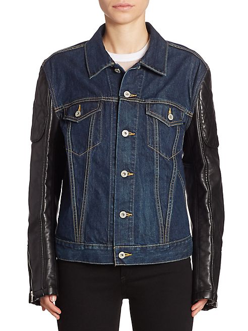 Junya Watanabe - Graffiti Denim & Faux Leather Jacket