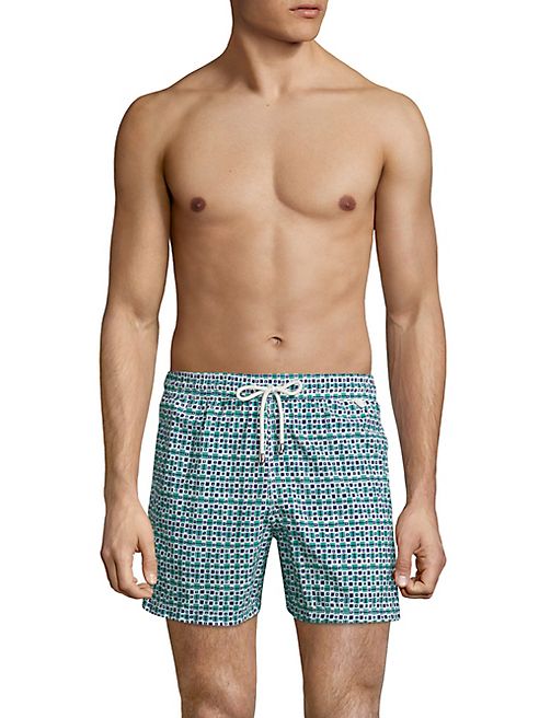 ISAIA - Fancy Box-Print Cotton Swim Trunks