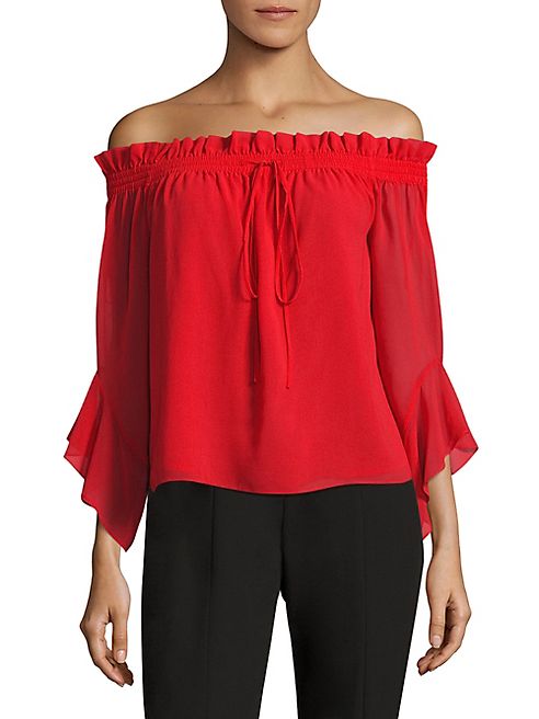 Scripted - Bell Sleeve Off-The-Shoulder Blouse