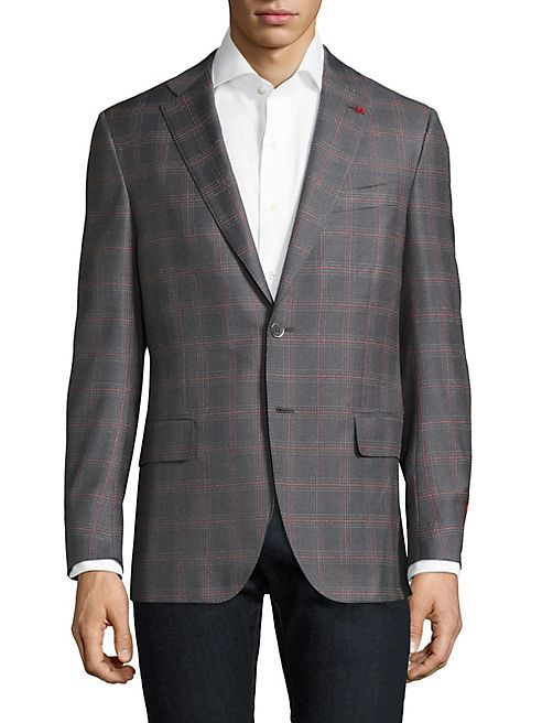 ISAIA - Slim-Fit Windowpane Bouclé Wool & Cotton Sportcoat