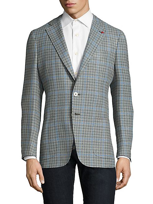 ISAIA - Slim-Fit Gingham Wool & Cotton Sportcoat