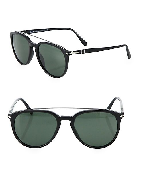 Persol - Striped 55MM Pilot Sunglasses