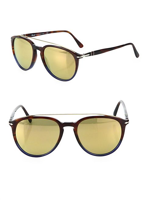 Persol - Striped 55MM Pilot Sunglasses