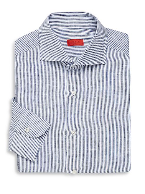 ISAIA - Regular-Fit Striped Linen Dress Shirt