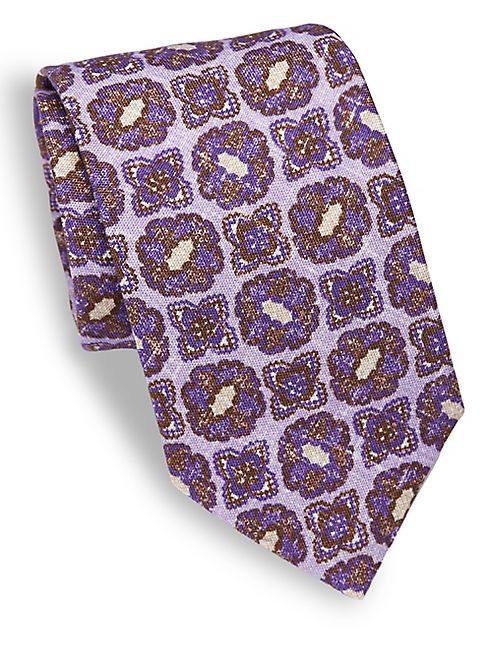 ISAIA - Medallion Printed Silk Tie