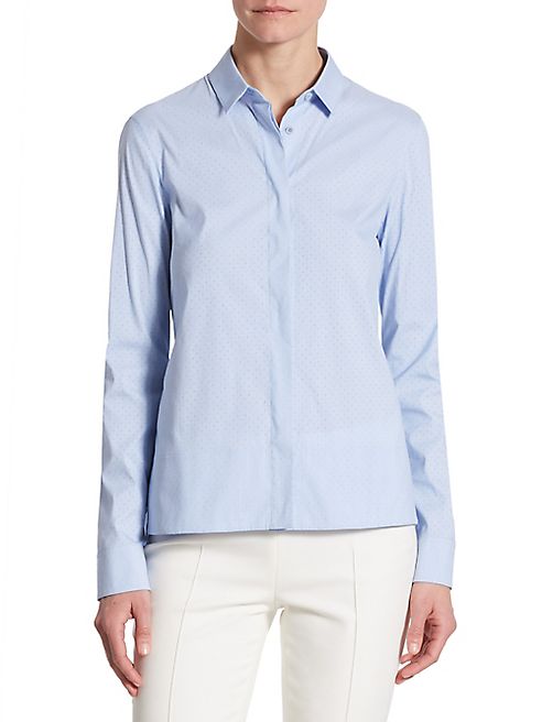 Akris punto - Perforated Cotton Button-Down Blouse