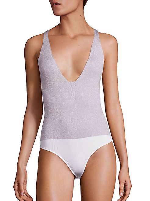 Cushnie et Ochs - Metallic Deep V-Neck Bodysuit