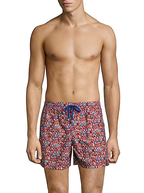 Luciano Barbera - Salmon Geometric Printed Swim Trunks